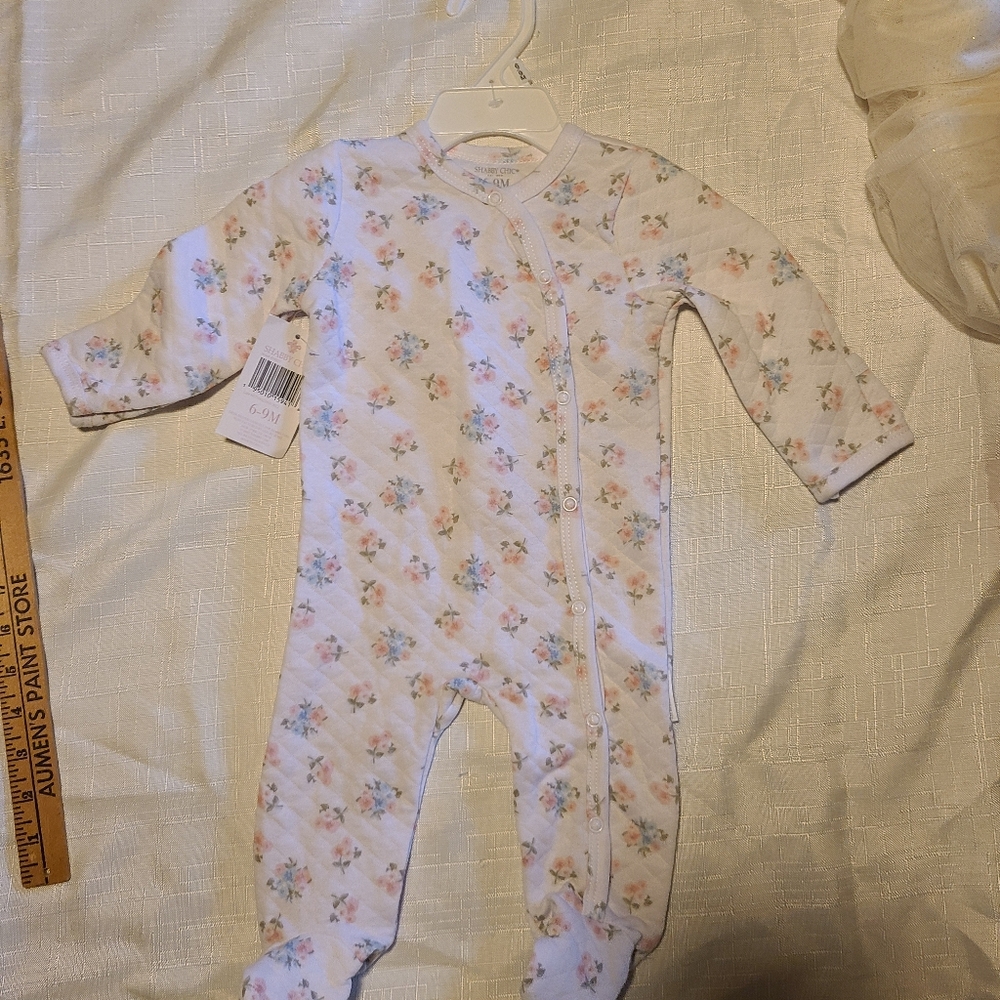 New 6-9 month shabby Chic onesie